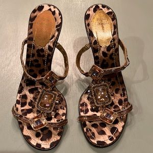 Excellent condition Rene Caovilla Jeweled Leopard evening shoes.